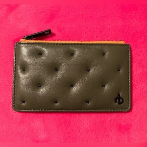 RAG & BONE unisex mini-wallet quilted zip pouch, cardholder. Orange and olive
